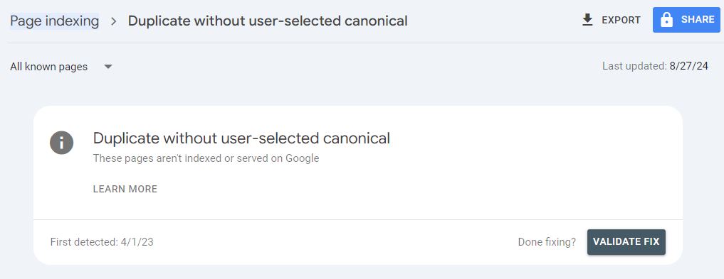 Duplicate Without User-Selected Canonical’ in Google Search Console Step by Step guide